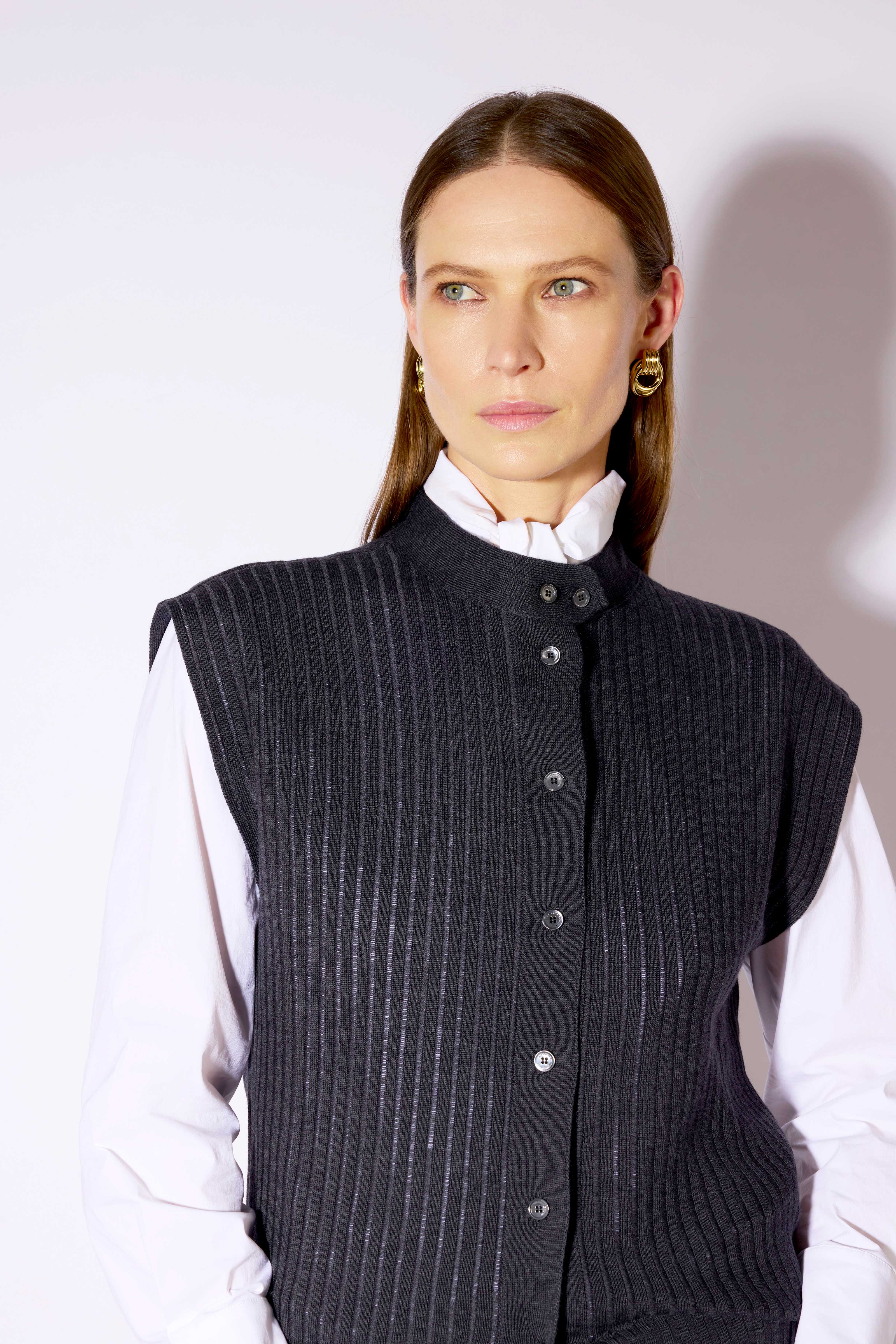 Liviana Conti Efron gilet laine mérinos anthracite M