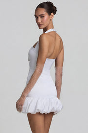 Oh Polly Dresses robe Millie blanche satin jupe bulle à nœud