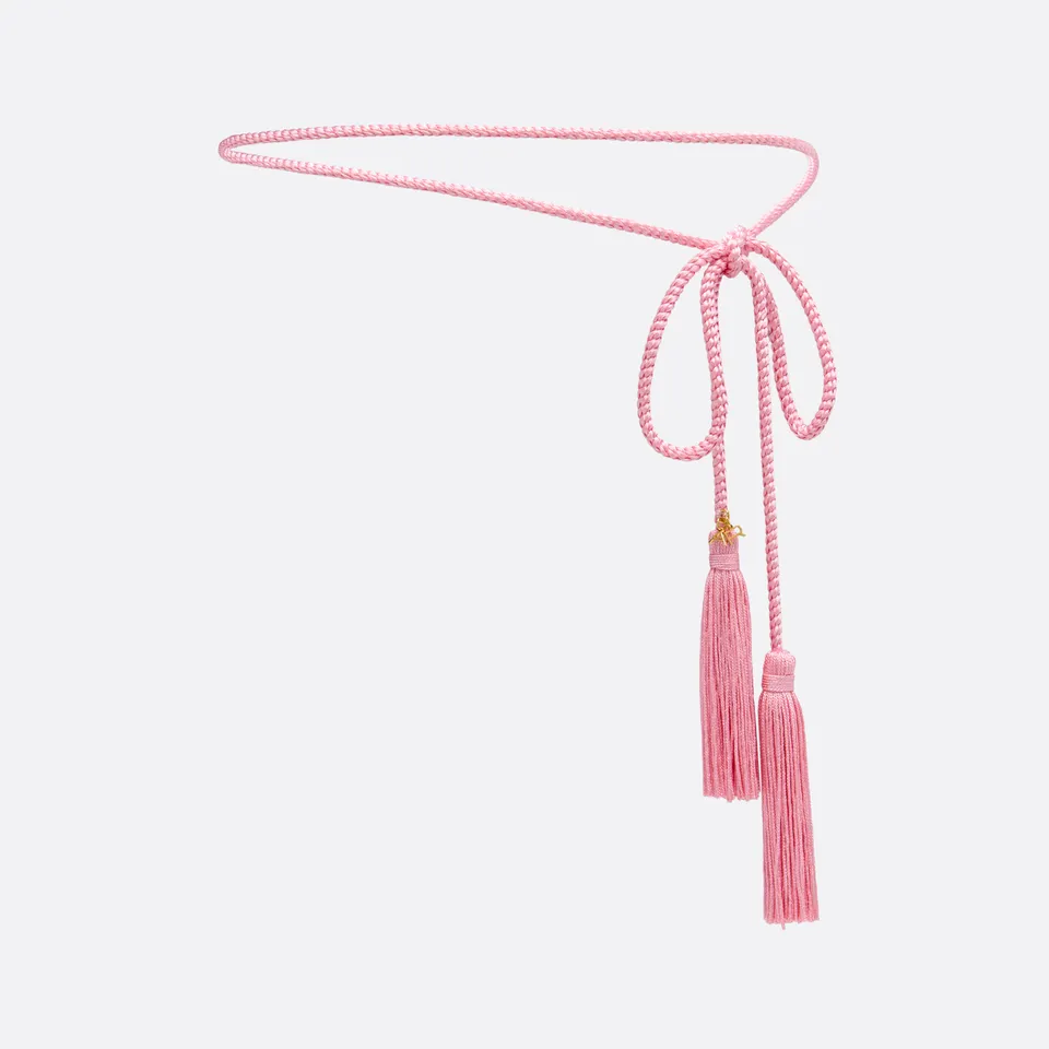 Alessandra Rich Ceinture torchon rose S pompons logo AR