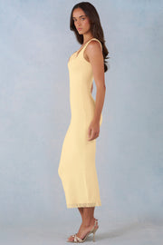 Oh Polly Sorelle robe midi jaune beurre dentelle modal