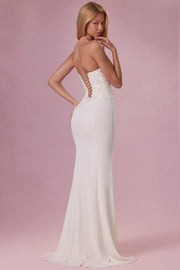 Oh Polly Melora robe bustier perle corset dos lacé longue