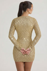 Oh Polly Arlowe robe mini dorée strass