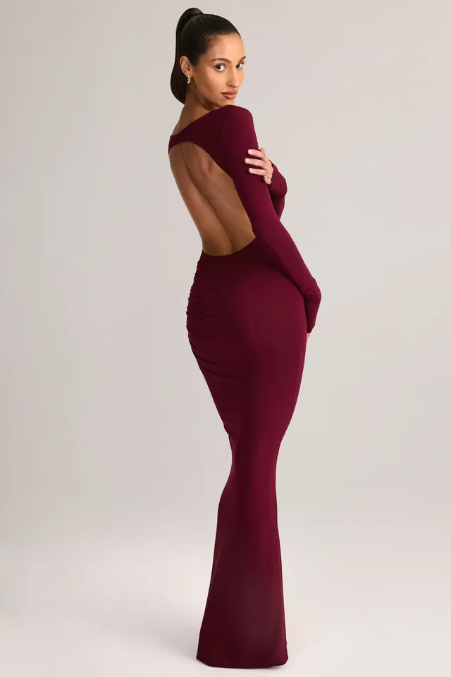 Oh Polly Regine robe longue bordeaux modal dos nu