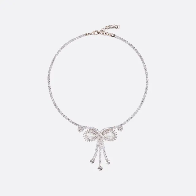 Alessandra Rich Crystal Bow collier cristal argent OS