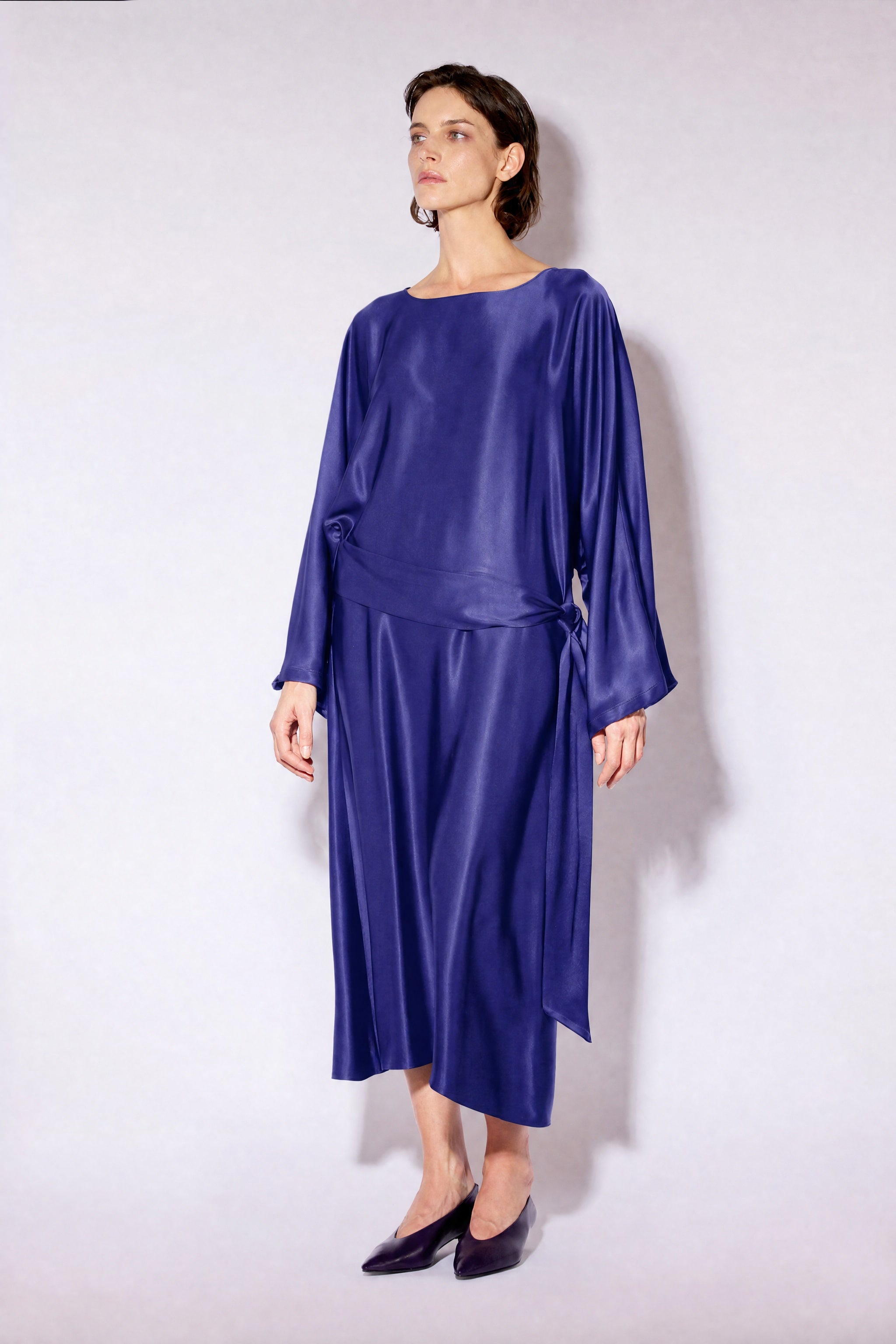 Liviana Conti Artemide robe midi satin myrtille 42