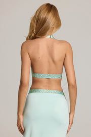Oh Polly Embellished 16158 top bleu aqua strass