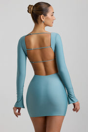 Oh Polly Wyetta robe mini vert d'eau cut-out décolleté