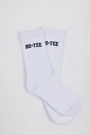Bo+Tee Chaussettes Mi-Mollet Côtelées Blanc Coton
