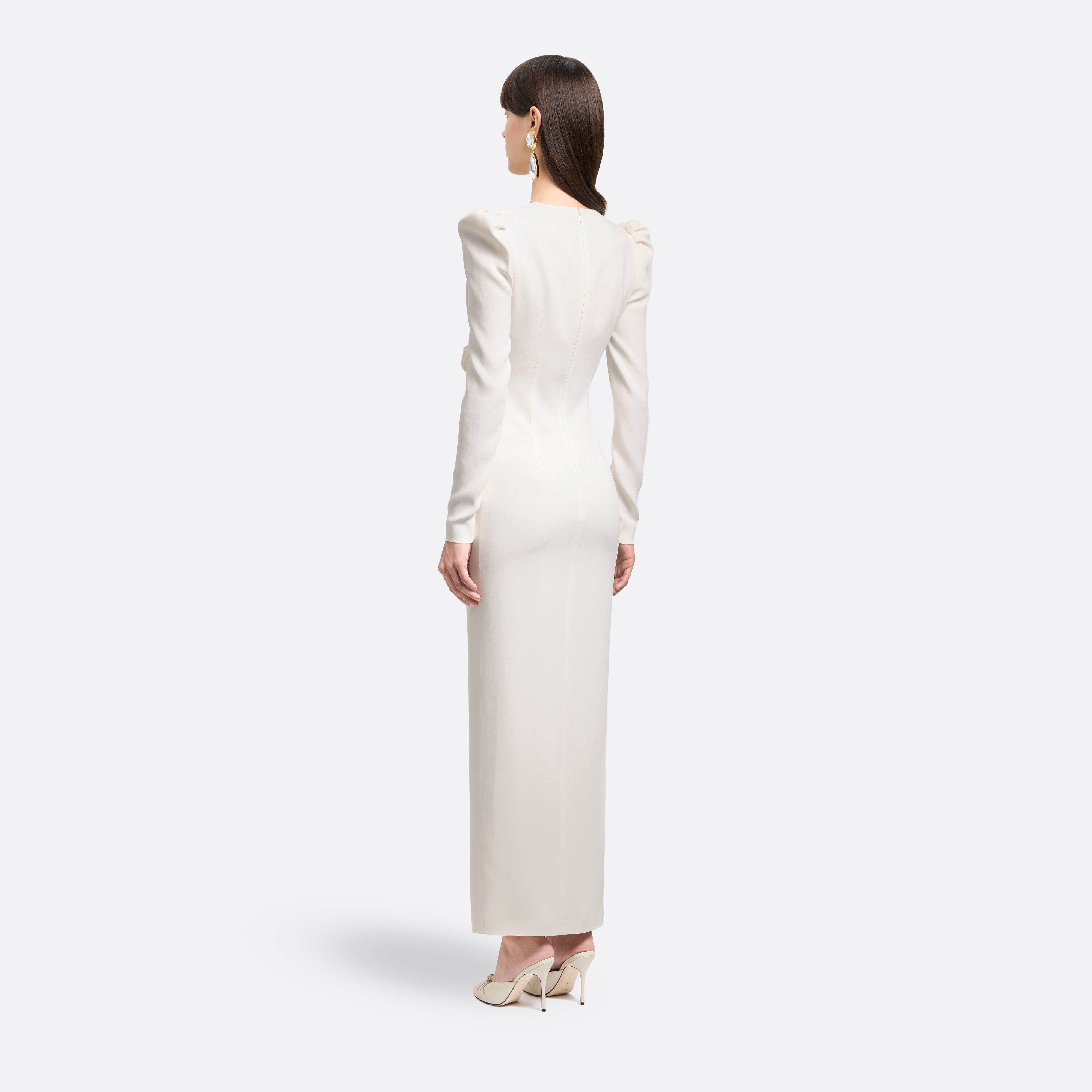 Alessandra Rich Cady Evening Dress Front Split robe blanche 36