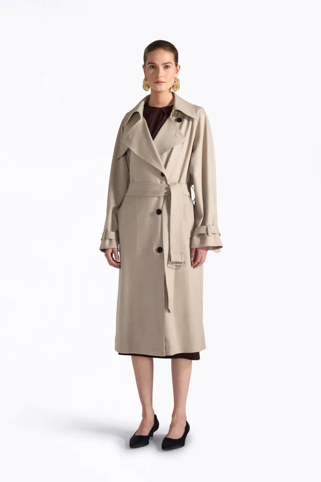 Liviana Conti Manon trench laine taupe taille 40 genou