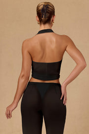 Oh Polly Harbour crop top noir halterneck noué