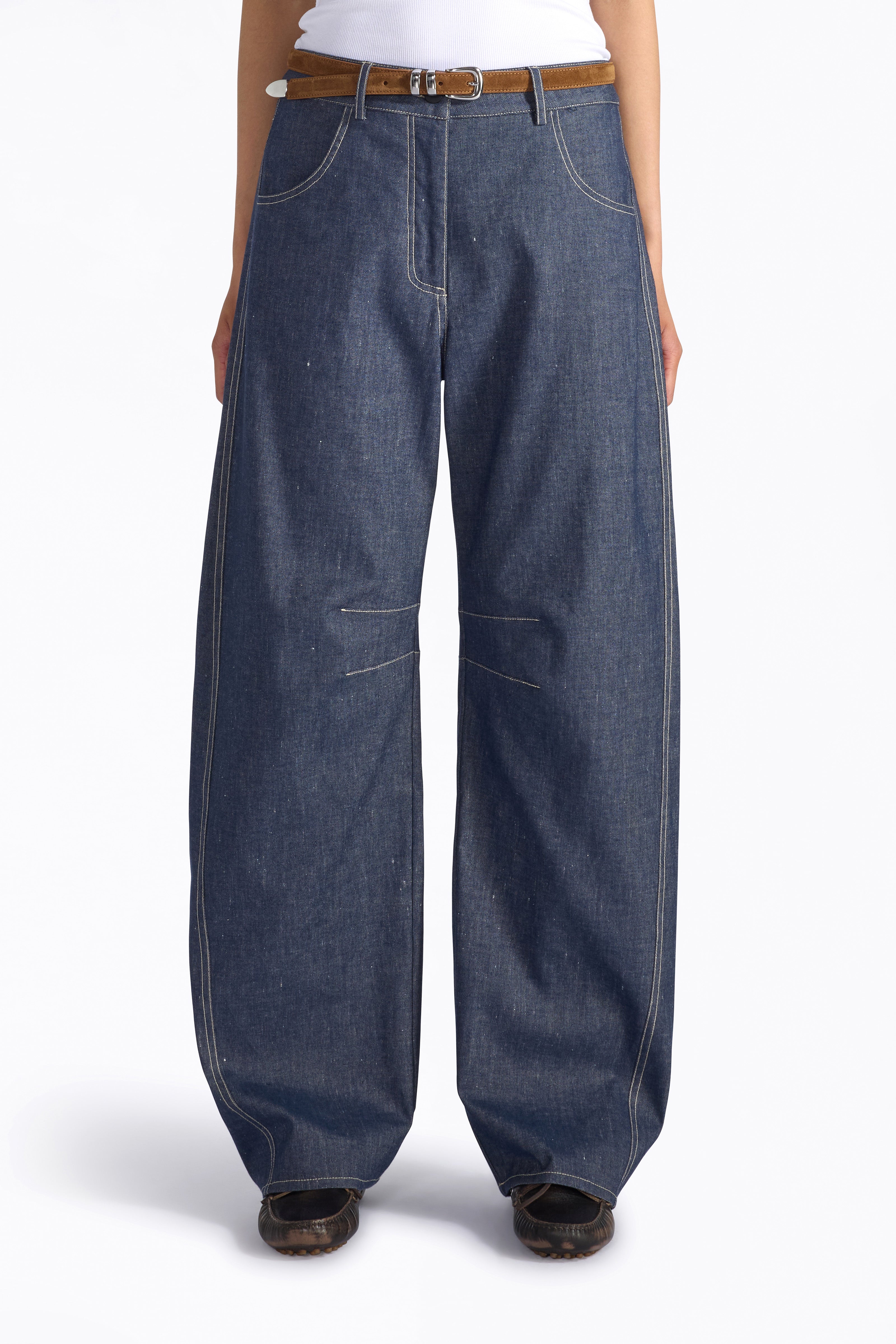 Liviana Conti Leon pantalon balloon blue denim chambray