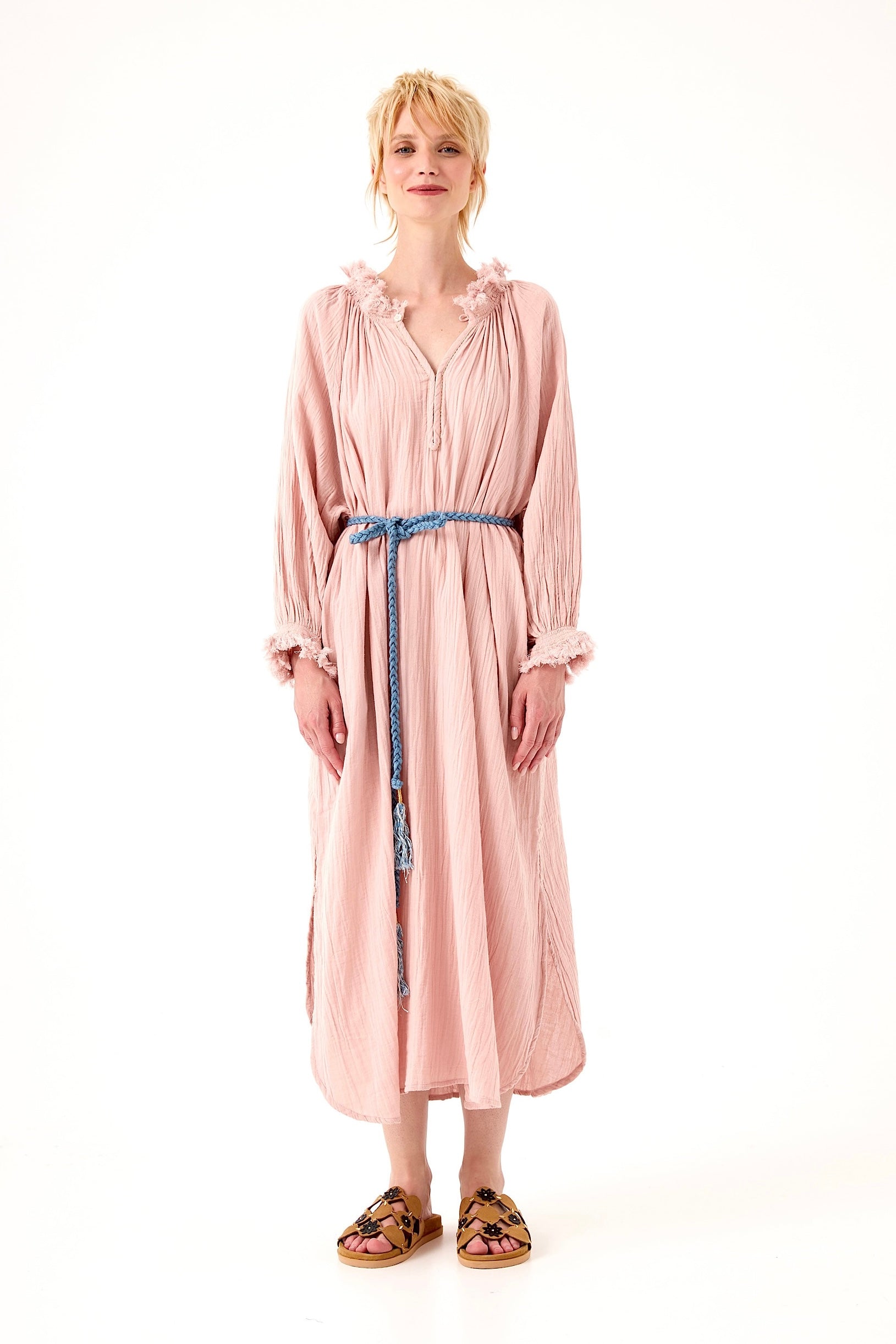Chicosoleil Marigold robe gaze coton rose romance