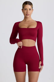 Oh Polly Super Sculpt BT2164 crop top bordeaux manches longues