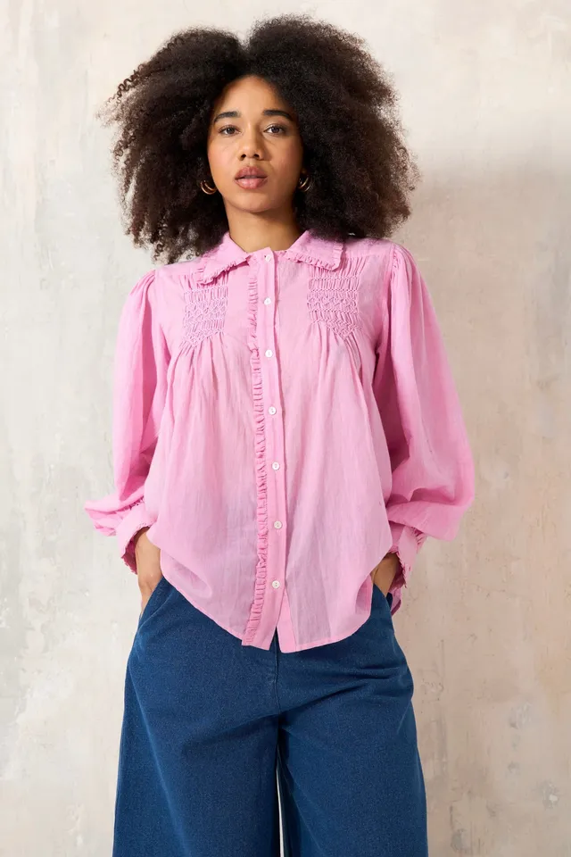 CHICOSOLEIL CANDIE chemise chambray rose col Claudine XS-XL
