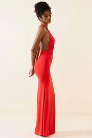 Oh Polly Dresses Xenia 11269 robe maxi rouge fente