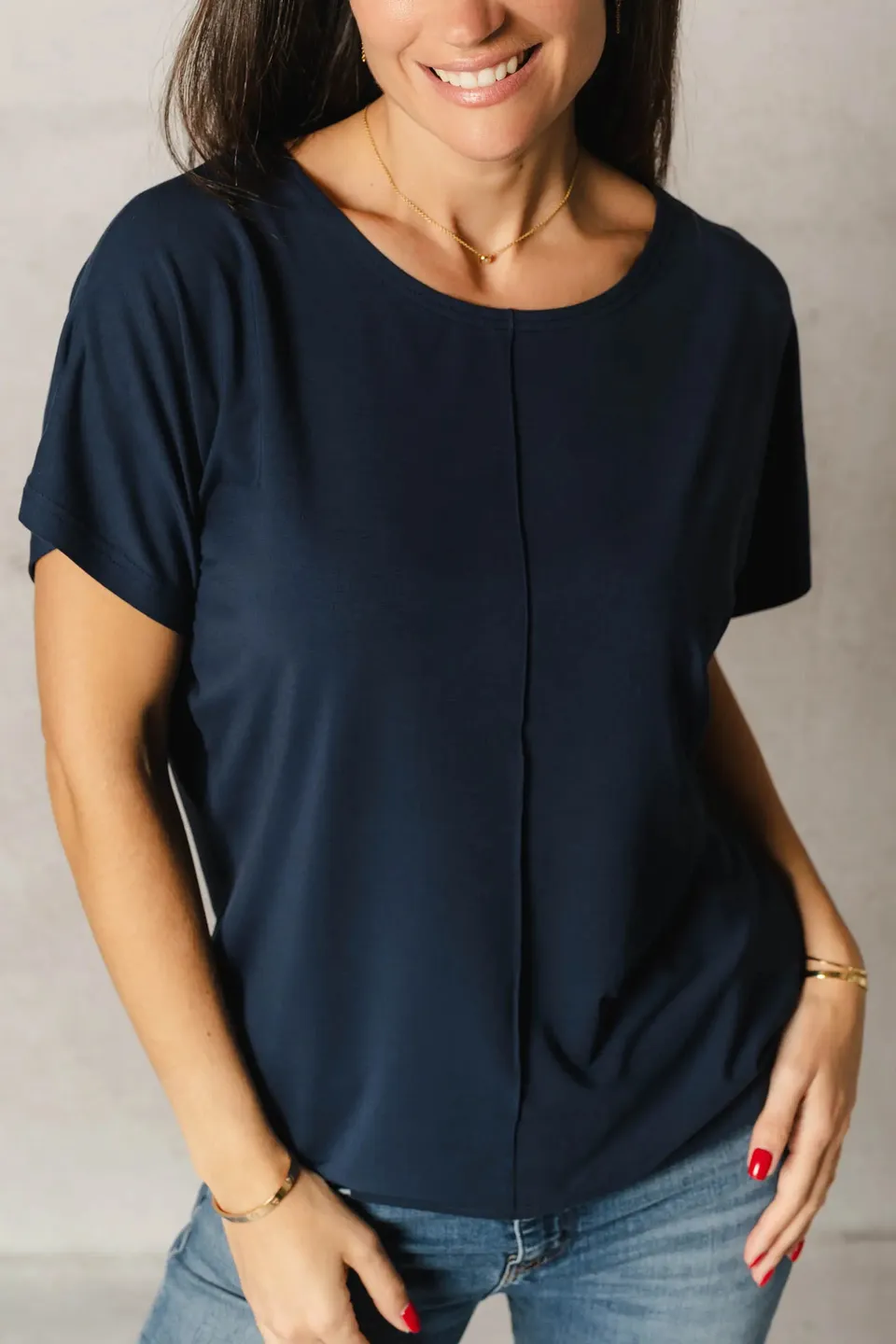 Thelma & Rose Siam top chauve-souris bleu marine