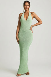 Oh Polly Mirri robe maxi menthe maille bouclé