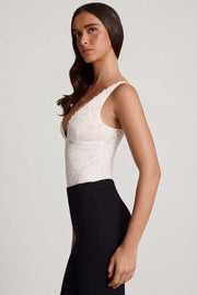 Oh Polly Zayla Body Dentelle Blanc Col Plongeant