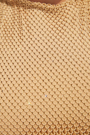 Oh Polly Indio Rhinestone Mini Robe Beige Ajourée