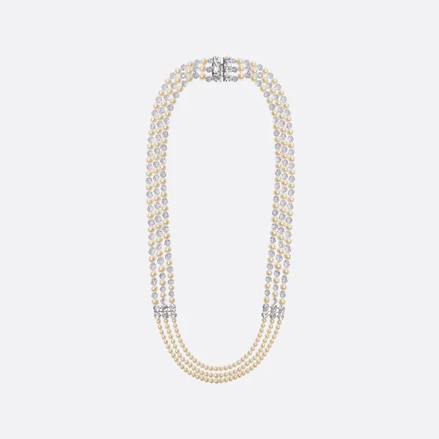 Alessandra Rich Multi-Strand Pearl collier perles cristal OS