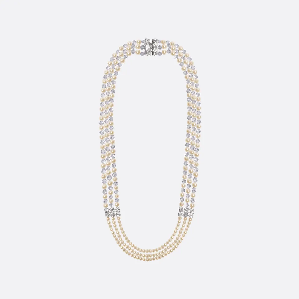 Alessandra Rich Multi-Strand Pearl collier perles cristal OS