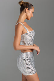 Oh Polly Adaia jupe micro mini blanche strass taille basse