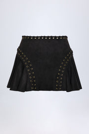 Oh Polly Jalsa mini-jupe noire taille mi-haute à laçage