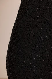 Oh Polly Cassis robe mini noire décolleté perles