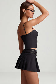 Oh Polly Velora mini jupe plissée taille basse noire ceinture