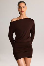 Oh Polly Mira mini-robe modal marron chocolat 80 cm