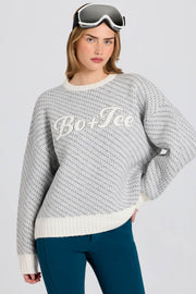 Oh Polly Pull Logo Oversize Ice Maille Lourde Chaude