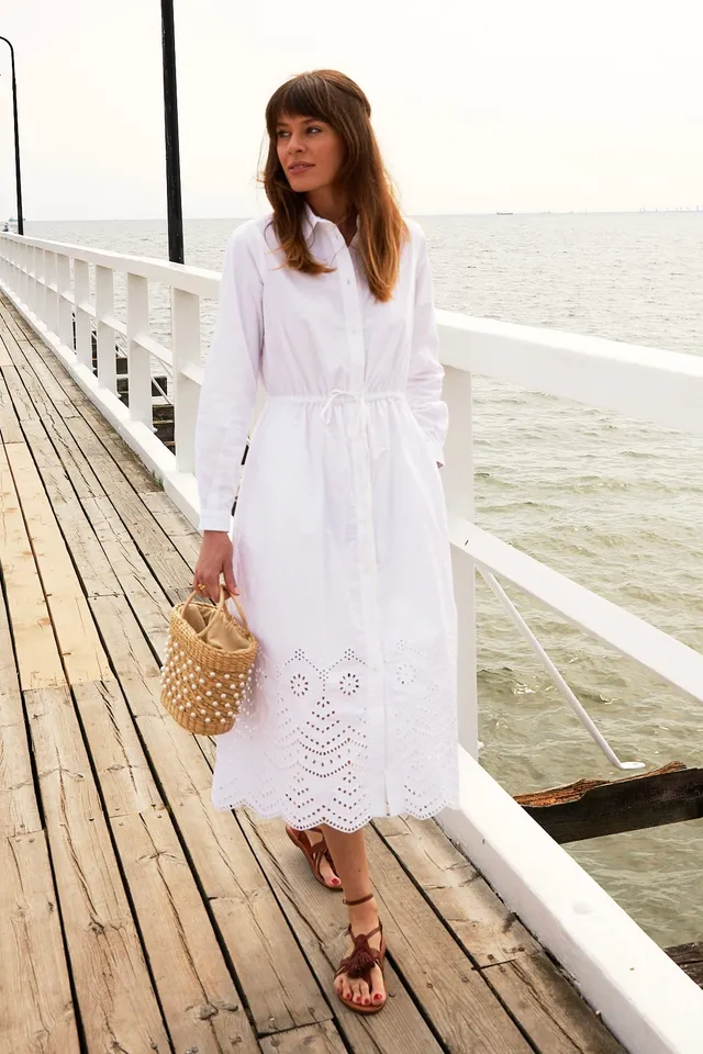 Chicosoleil Sophia robe longue blanche broderie coton