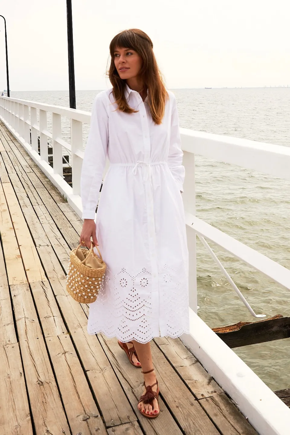Chicosoleil Sophia robe longue blanche broderie coton