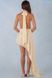 Oh Polly Dresses Halterneck Asymmetric Maxi Dress robe jaune