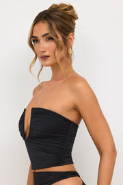 Oh Polly Eevi haut strapless plongeant noir jersey