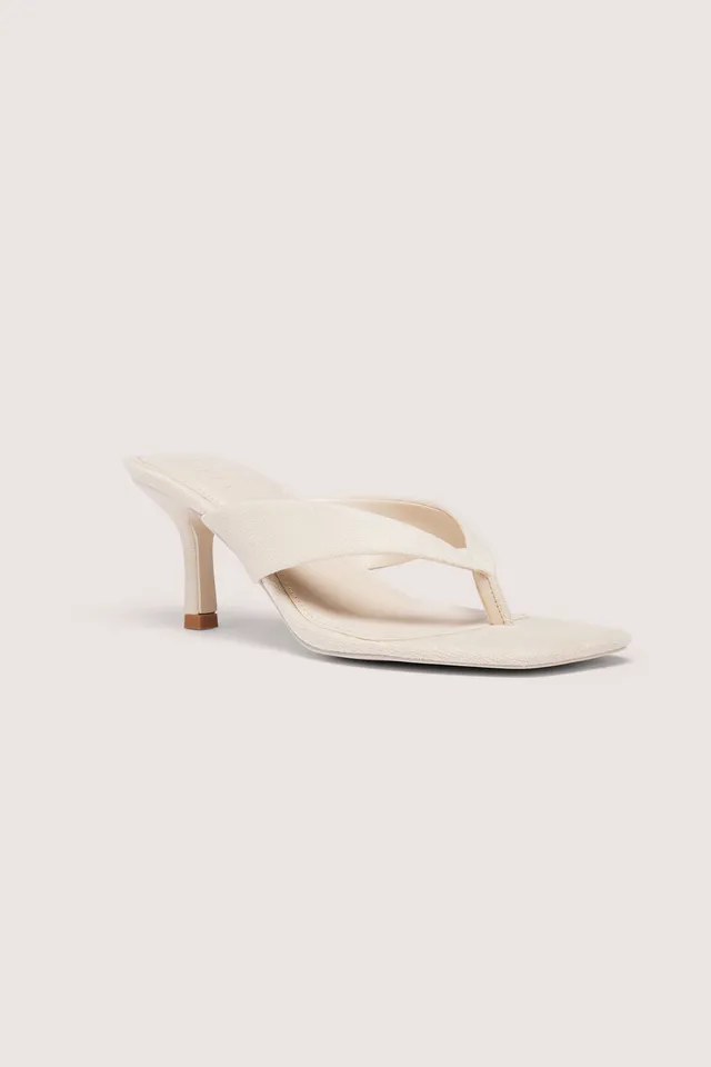 Oh Polly Sandales à Talon Tongs Avoine Bout Carré 8cm