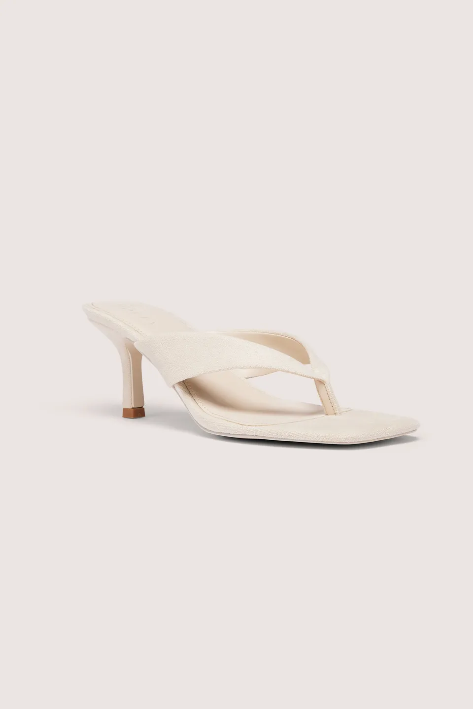 Oh Polly Sandales à Talon Tongs Avoine Bout Carré 8cm