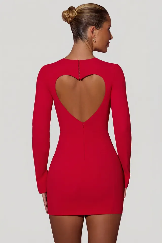 Oh Polly Adelia 12556 robe bodycon rouge cœur mini