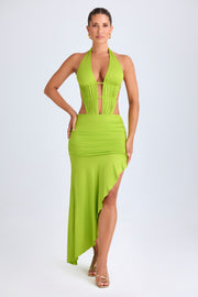 Oh Polly Manami robe verte citron découpes asymétrique
