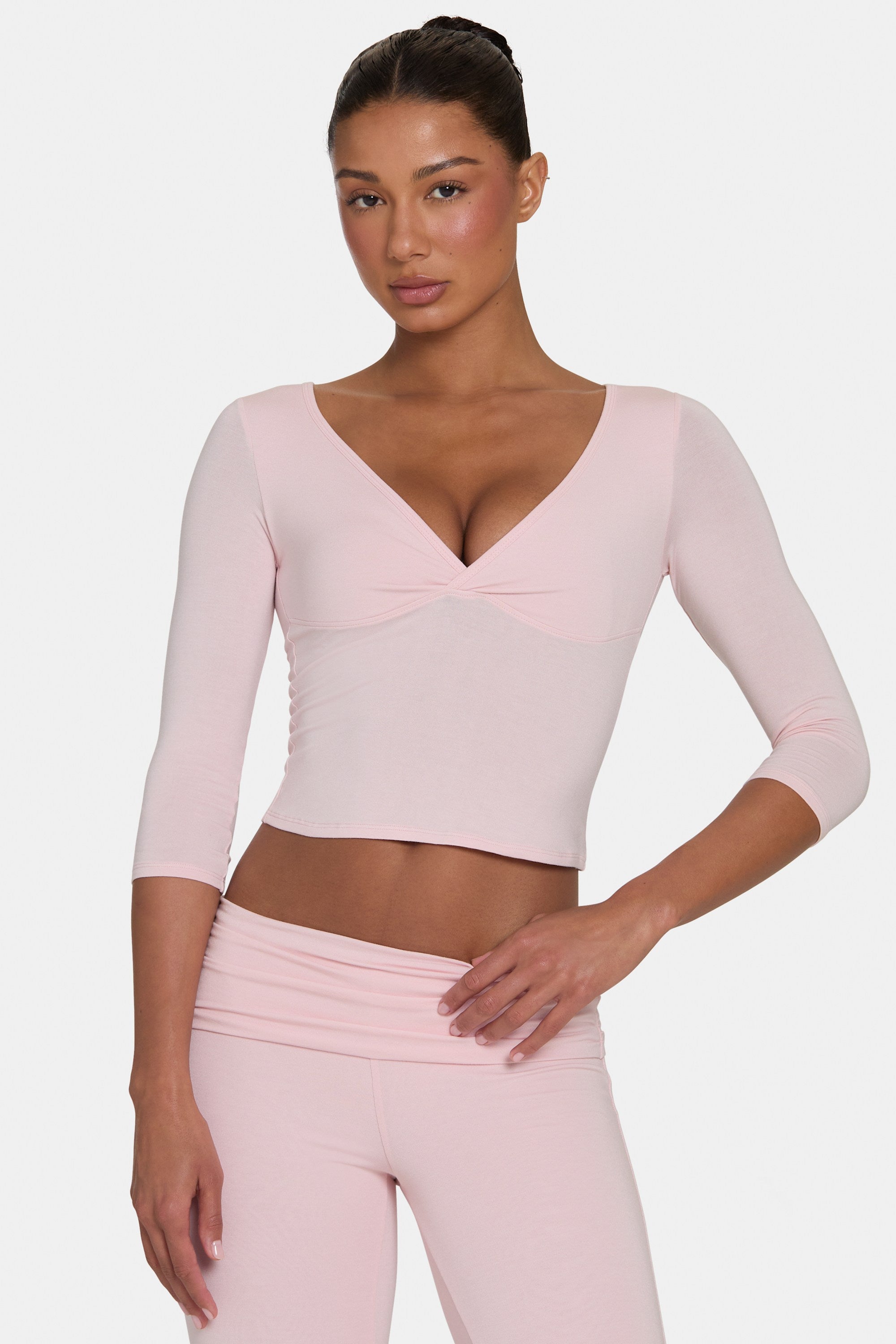 Oh Polly Tops ButterCloud 3/4 Sleeve Top haut rose blush stretch