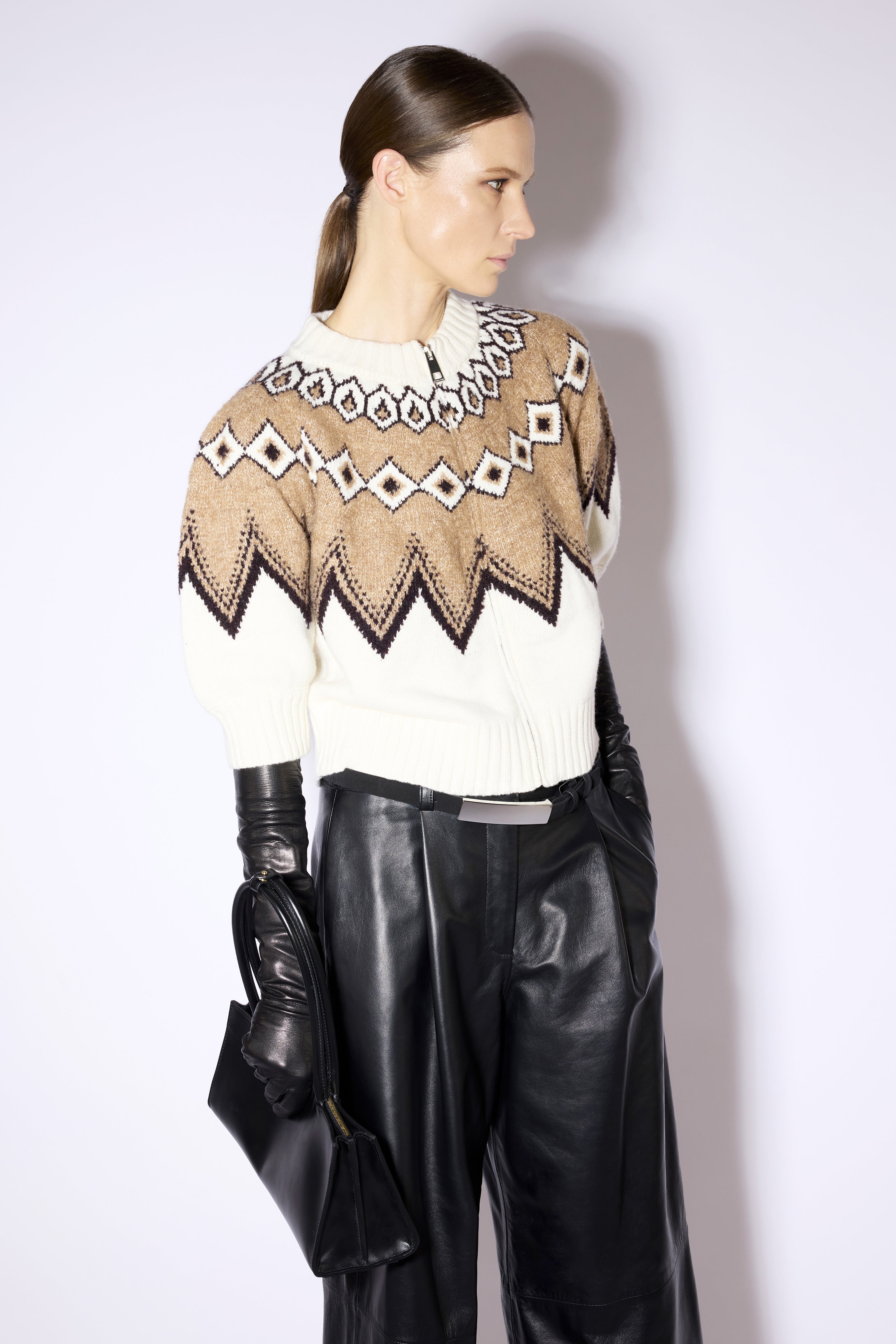 Liviana Conti Tusia cardigan jacquard cachemire crop