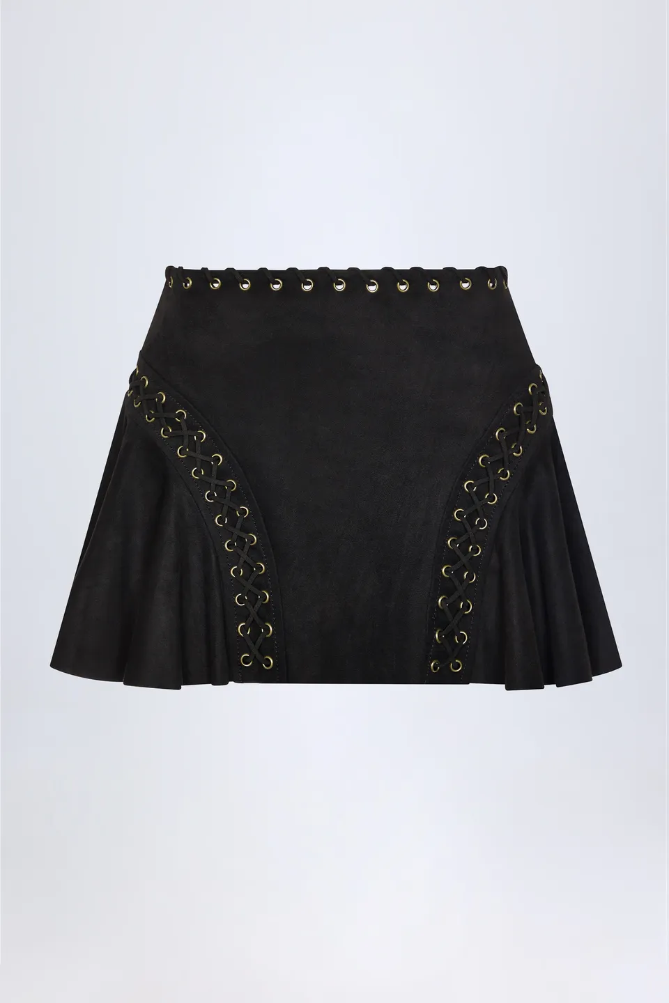 Oh Polly Jalsa mini-jupe noire taille mi-haute à laçage