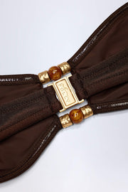 Oh Polly Manava Haut Bikini Bandeau Chocolat Perles
