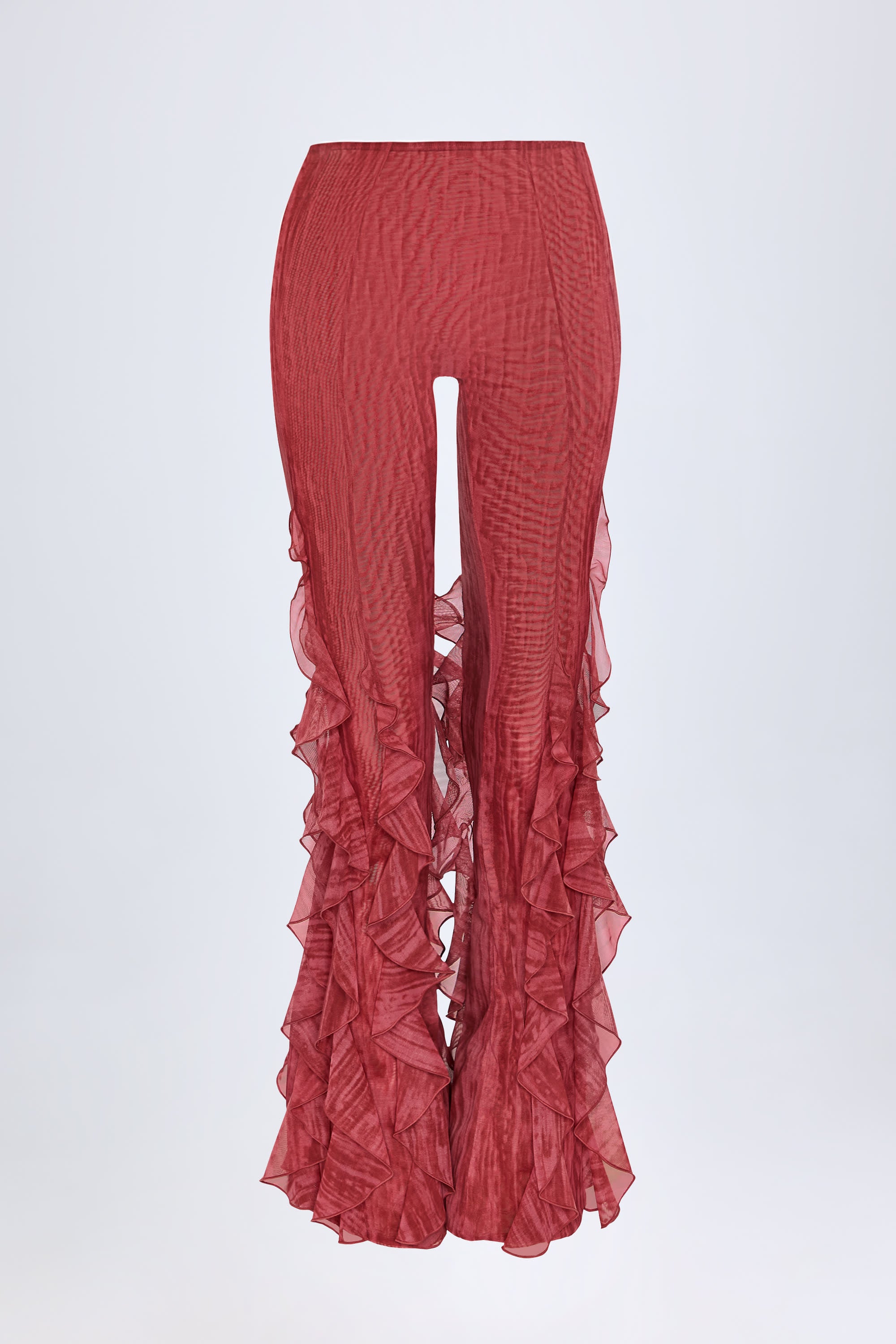 Oh Polly Felicity 13541 pantalon rouge imprimé évasé mesh