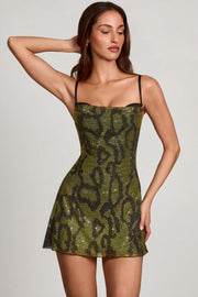 Oh Polly Dianora robe mini col bénitier vert serpent
