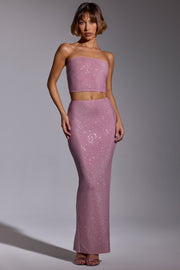 Oh Polly Melisande jupe maxi rose clair strass