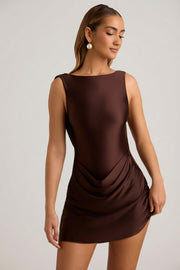 Oh Polly Monnie robe mini marron chocolat dos ouvert taille 34-46