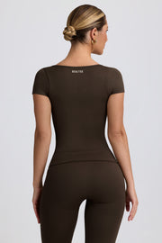 Oh Polly Super Sculpt t-shirt sport marron col carré