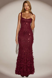 Oh Polly Embellished Vasanta robe corset bordeaux sequins
